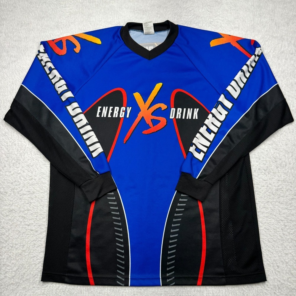 Vintage XS Energy Drink Motocross‎ Jersey Long Sleeve Graphic Blue Men's Size XL
